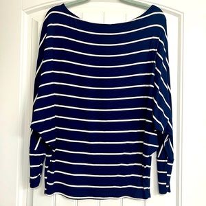 Medium cotton shirt. Navy and white striped